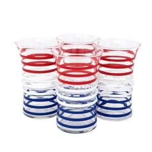 Betsy Ross Anchor Hocking‎ Vintage Glass Set of 4 Red White Blue Patriotic MCM